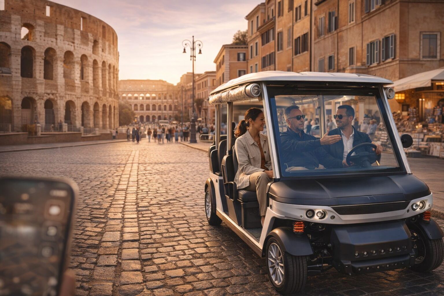 Golfcart für eine private Stadtrundfahrt durch Rom