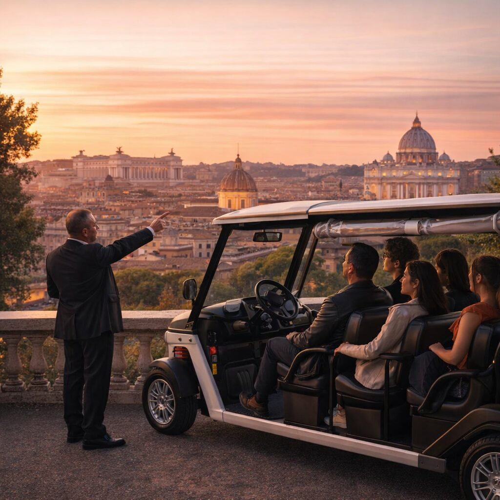 Golfcart für eine private Stadtrundfahrt durch Rom