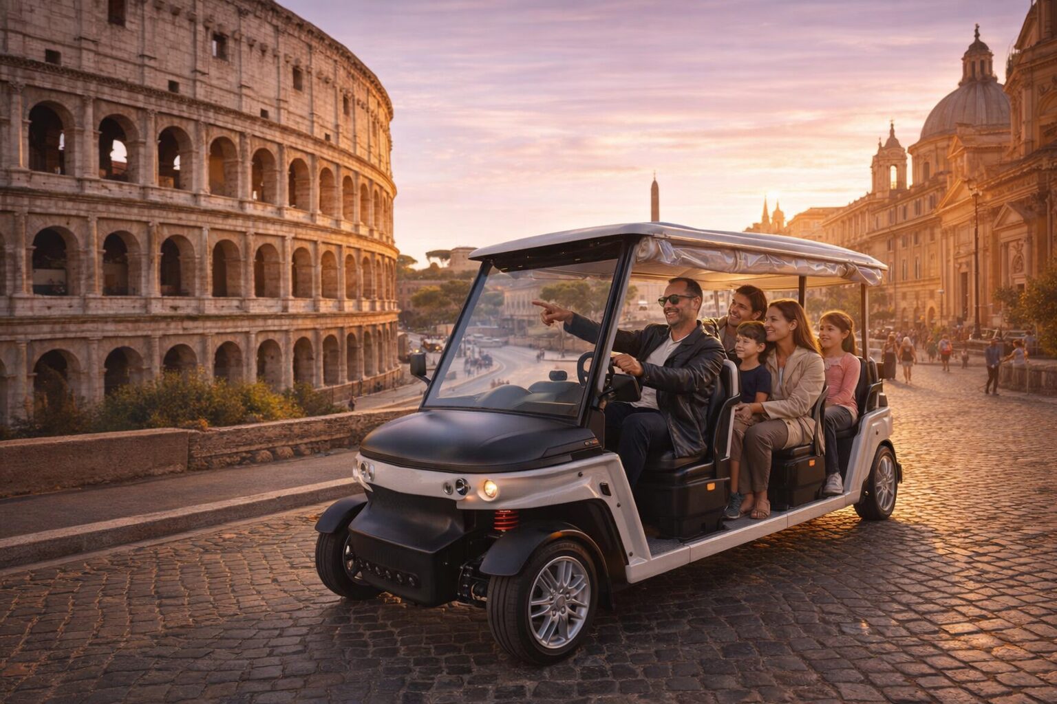 Golfcart für eine private Stadtrundfahrt durch Rom